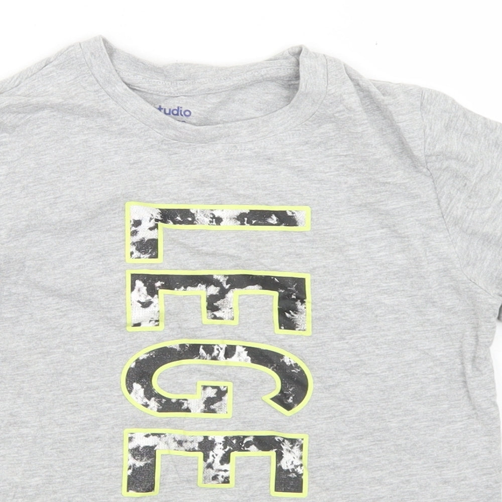 Studio Boys Grey  Cotton Basic T-Shirt Size 8-9 Years Crew Neck  - Legend