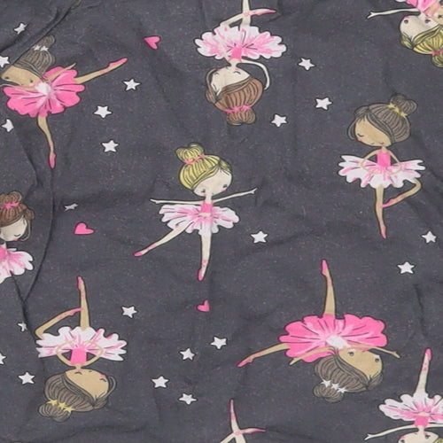 Matalan Girls Grey Geometric Cotton Basic T-Shirt Size 9-12 Months Crew Neck  - Ballet Dancers