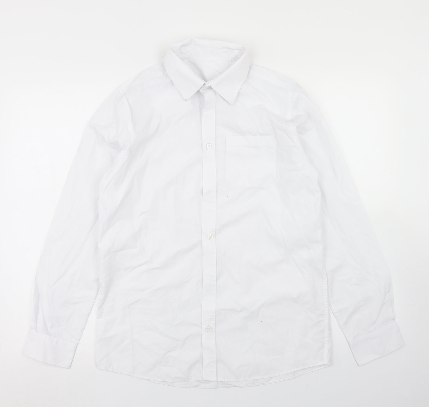 F&F Boys White  Polyester Basic Button-Up Size 14-15 Years Collared Button - School Wear