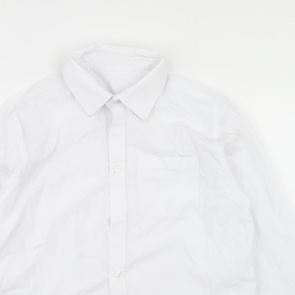 F&F Boys White  Polyester Basic Button-Up Size 14-15 Years Collared Button - School Wear
