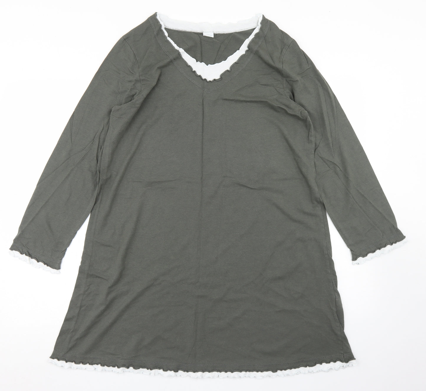 Privacy Womens Grey  Cotton Tunic T-Shirt Size 14 Crew Neck - Lettuce Edging