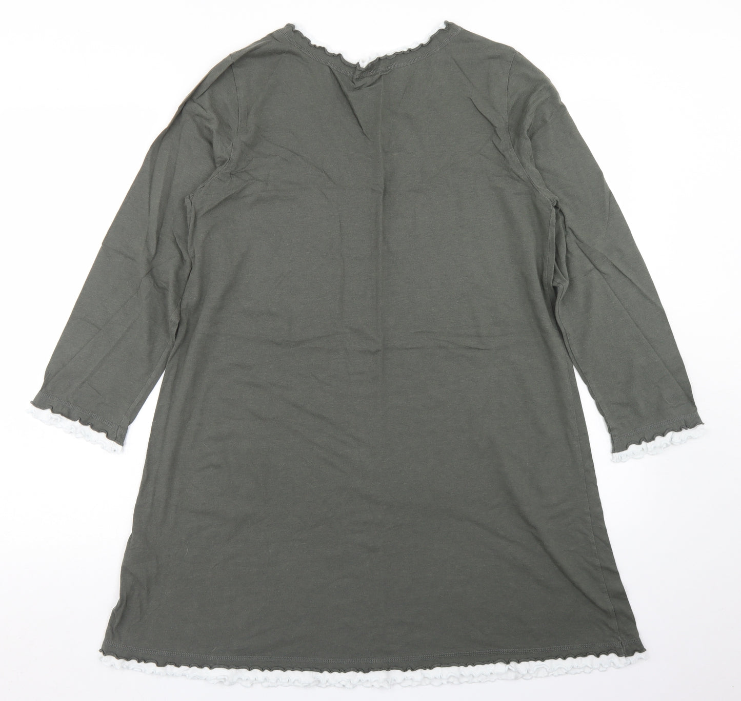Privacy Womens Grey  Cotton Tunic T-Shirt Size 14 Crew Neck - Lettuce Edging