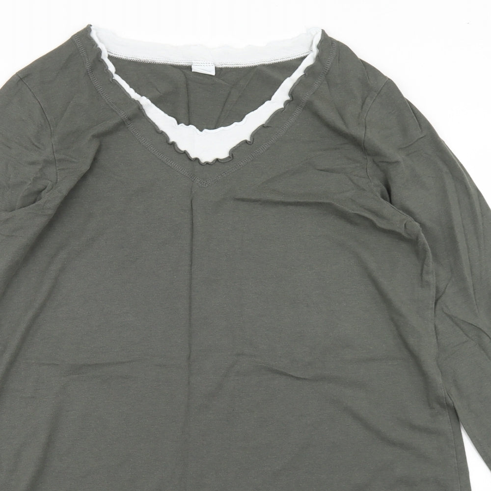 Privacy Womens Grey  Cotton Tunic T-Shirt Size 14 Crew Neck - Lettuce Edging