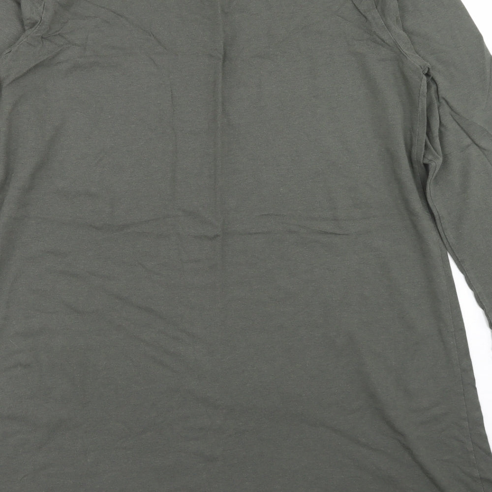 Privacy Womens Grey  Cotton Tunic T-Shirt Size 14 Crew Neck - Lettuce Edging