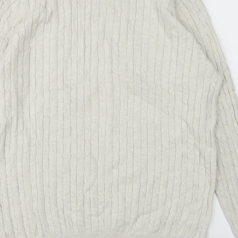 TU Mens Beige Crew Neck  Cotton Pullover Jumper Size S