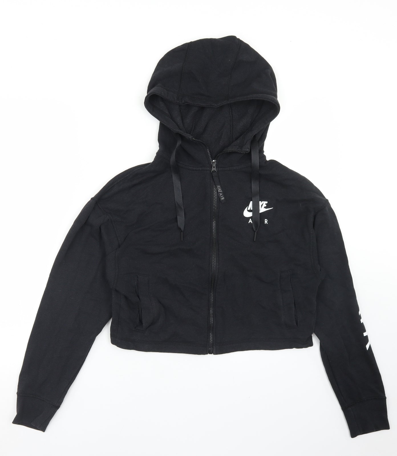Nike Womens Black  Cotton Full Zip Hoodie Size M  Zip - Cropped