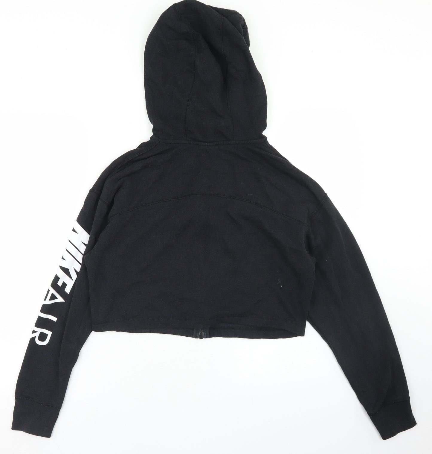 Nike Womens Black  Cotton Full Zip Hoodie Size M  Zip - Cropped