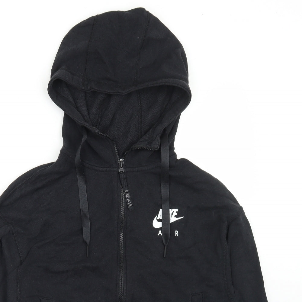Nike Womens Black  Cotton Full Zip Hoodie Size M  Zip - Cropped