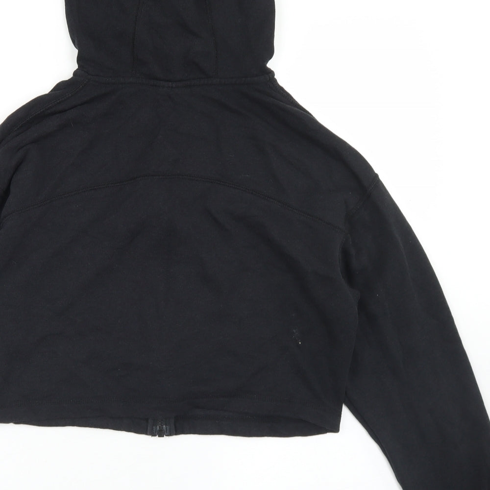 Nike Womens Black  Cotton Full Zip Hoodie Size M  Zip - Cropped