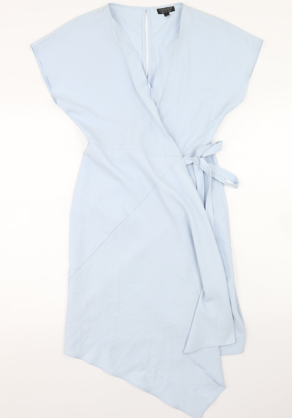 Topshop Womens Blue  Polyester Wrap Dress  Size 10  V-Neck Button