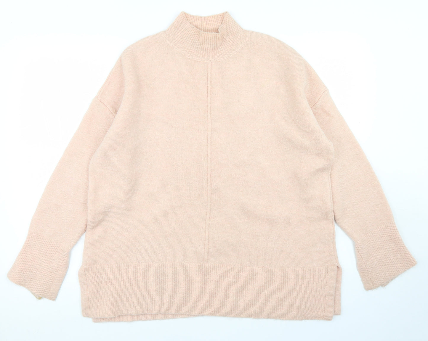 Marks and Spencer Womens Pink Mock Neck  Acrylic Pullover Jumper Size L