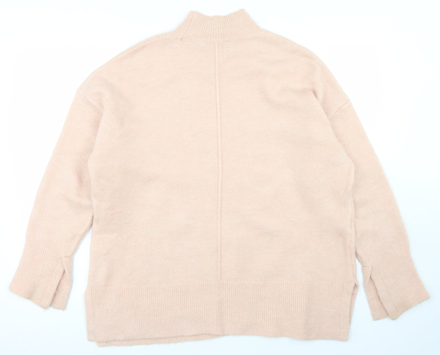 Marks and Spencer Womens Pink Mock Neck  Acrylic Pullover Jumper Size L