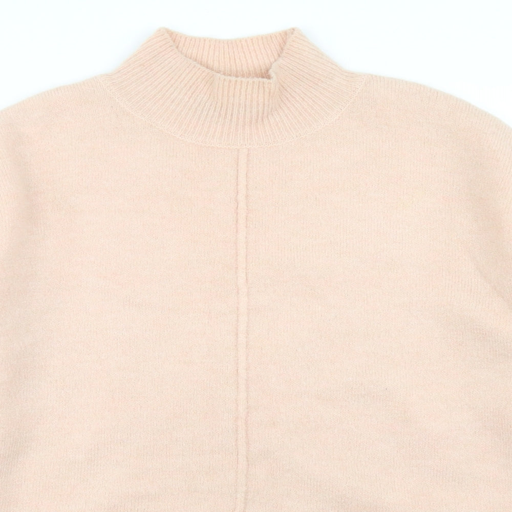 Marks and Spencer Womens Pink Mock Neck  Acrylic Pullover Jumper Size L
