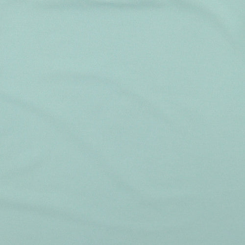 Ayanapa Womens Blue  Polyester Basic Blouse Size L Mock Neck - Mesh Puff Sleeve