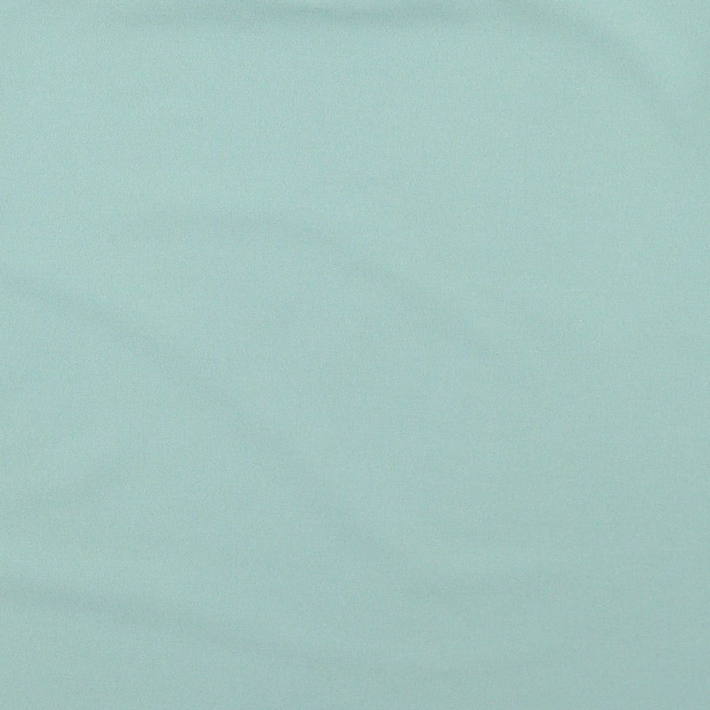 Ayanapa Womens Blue  Polyester Basic Blouse Size L Mock Neck - Mesh Puff Sleeve