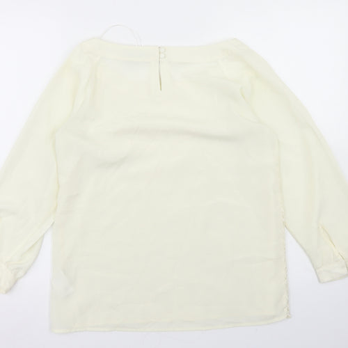 H&M Womens Ivory  Polyester Basic Blouse Size 10 Round Neck - Lace front detail