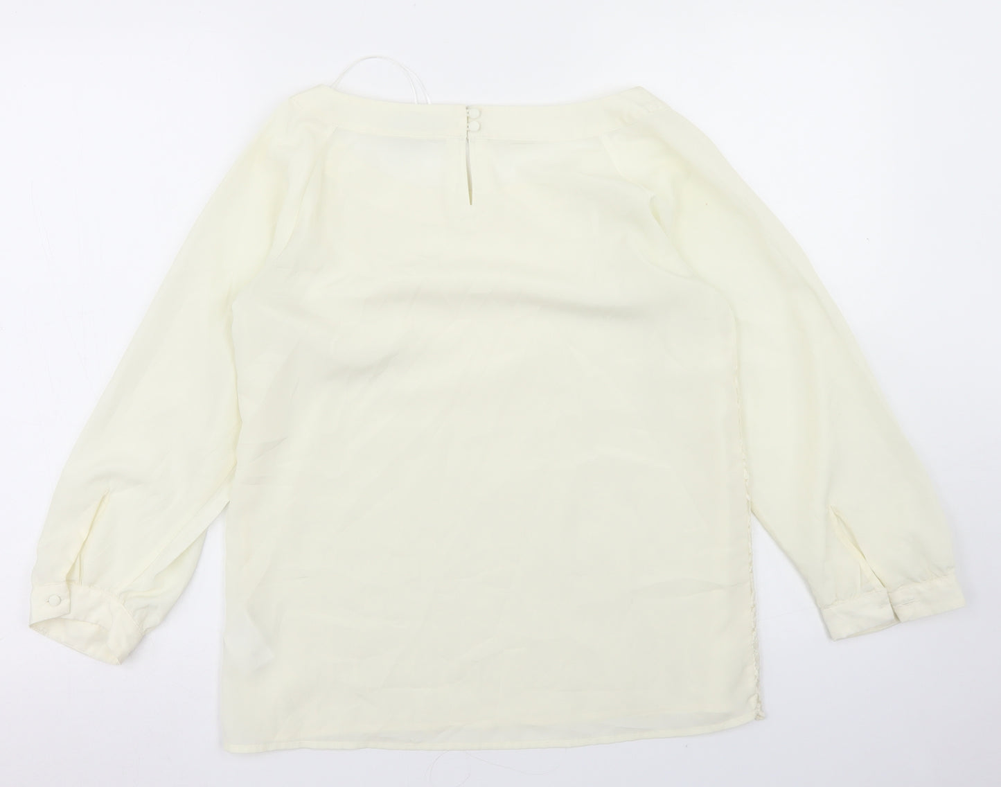 H&M Womens Ivory  Polyester Basic Blouse Size 10 Round Neck - Lace front detail