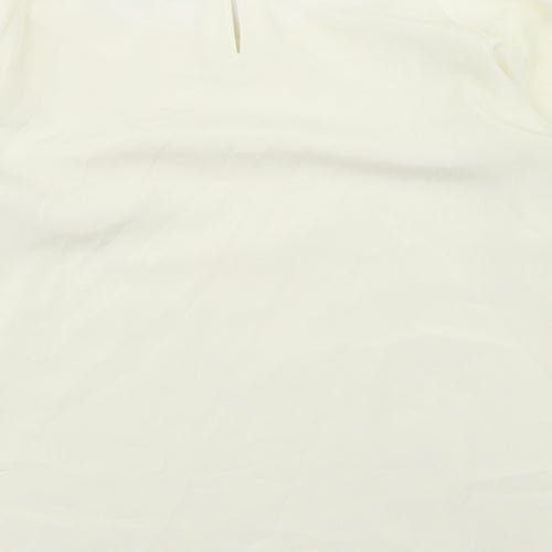 H&M Womens Ivory  Polyester Basic Blouse Size 10 Round Neck - Lace front detail