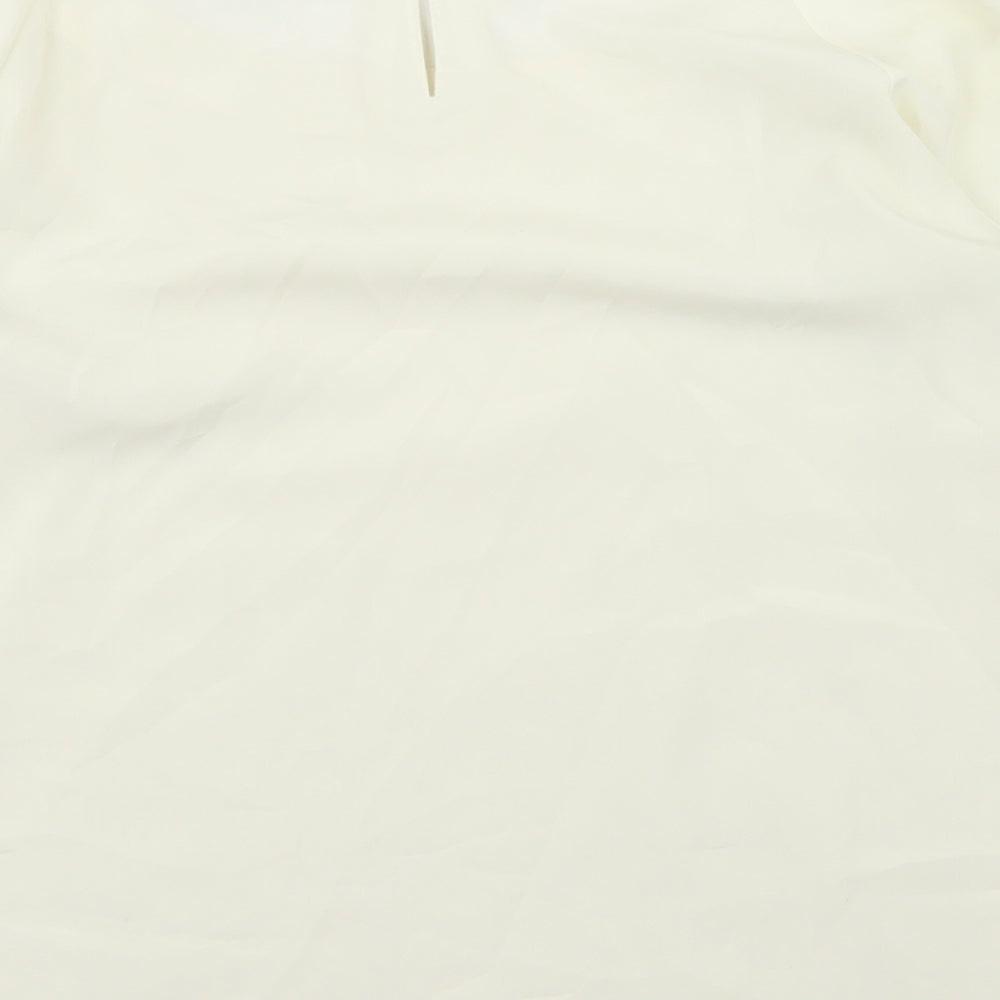 H&M Womens Ivory  Polyester Basic Blouse Size 10 Round Neck - Lace front detail