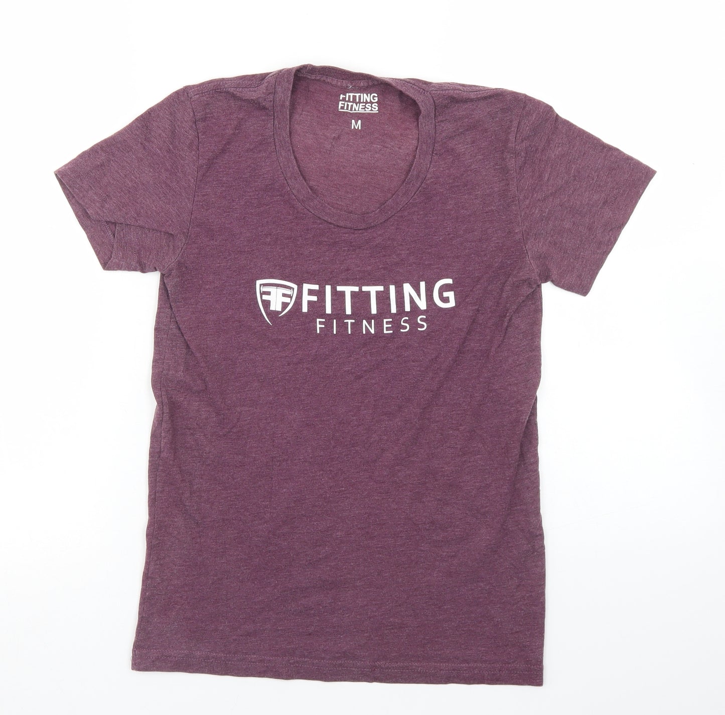 Fitting Fitness Womens Purple  Polyester Basic T-Shirt Size M V-Neck