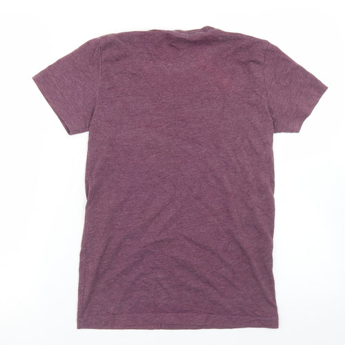 Fitting Fitness Womens Purple  Polyester Basic T-Shirt Size M V-Neck