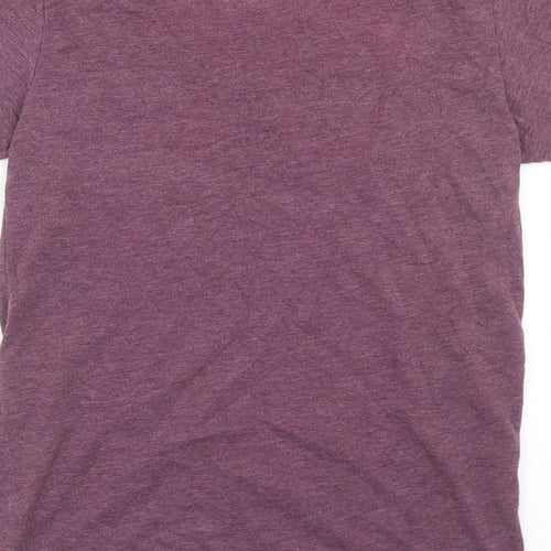 Fitting Fitness Womens Purple  Polyester Basic T-Shirt Size M V-Neck