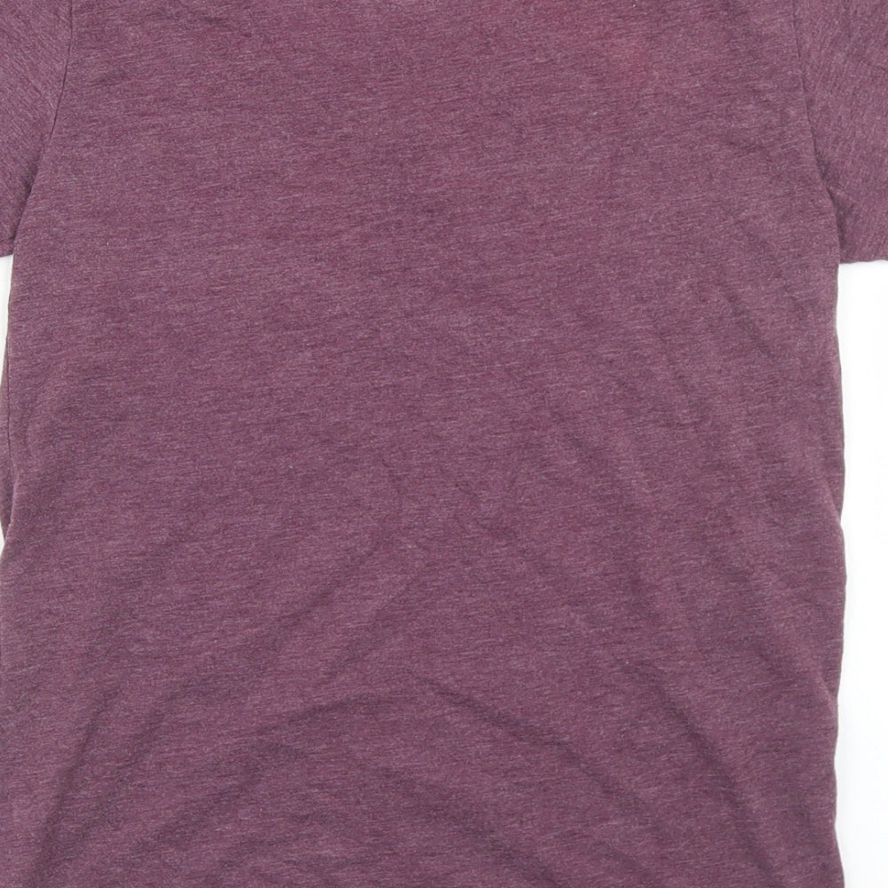 Fitting Fitness Womens Purple  Polyester Basic T-Shirt Size M V-Neck