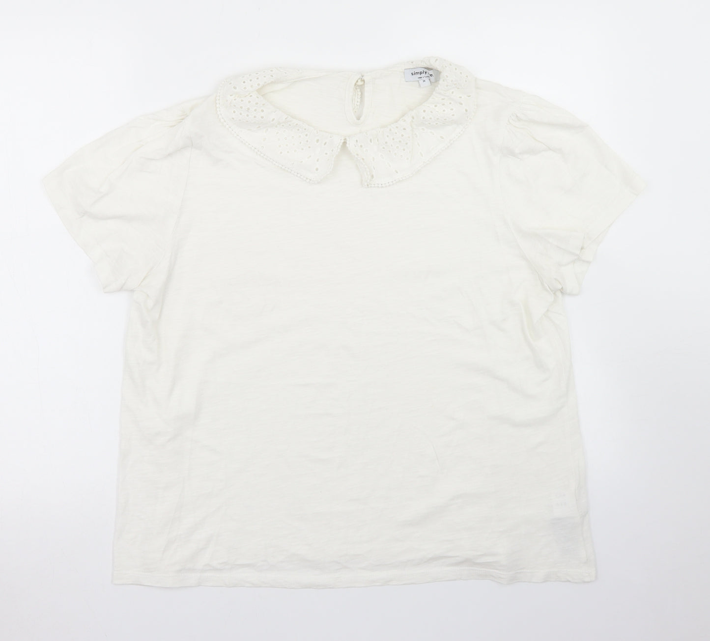 Simply Be Womens White  Cotton Basic T-Shirt Size 20 Collared