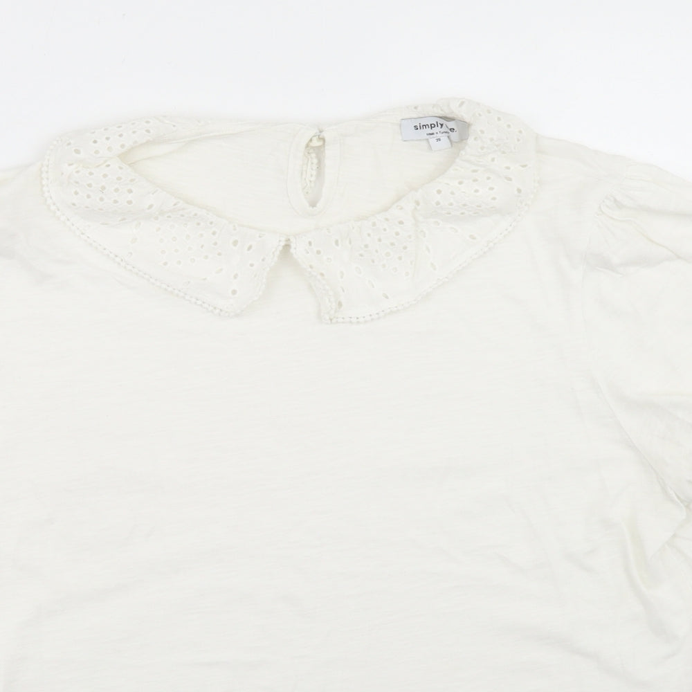 Simply Be Womens White  Cotton Basic T-Shirt Size 20 Collared