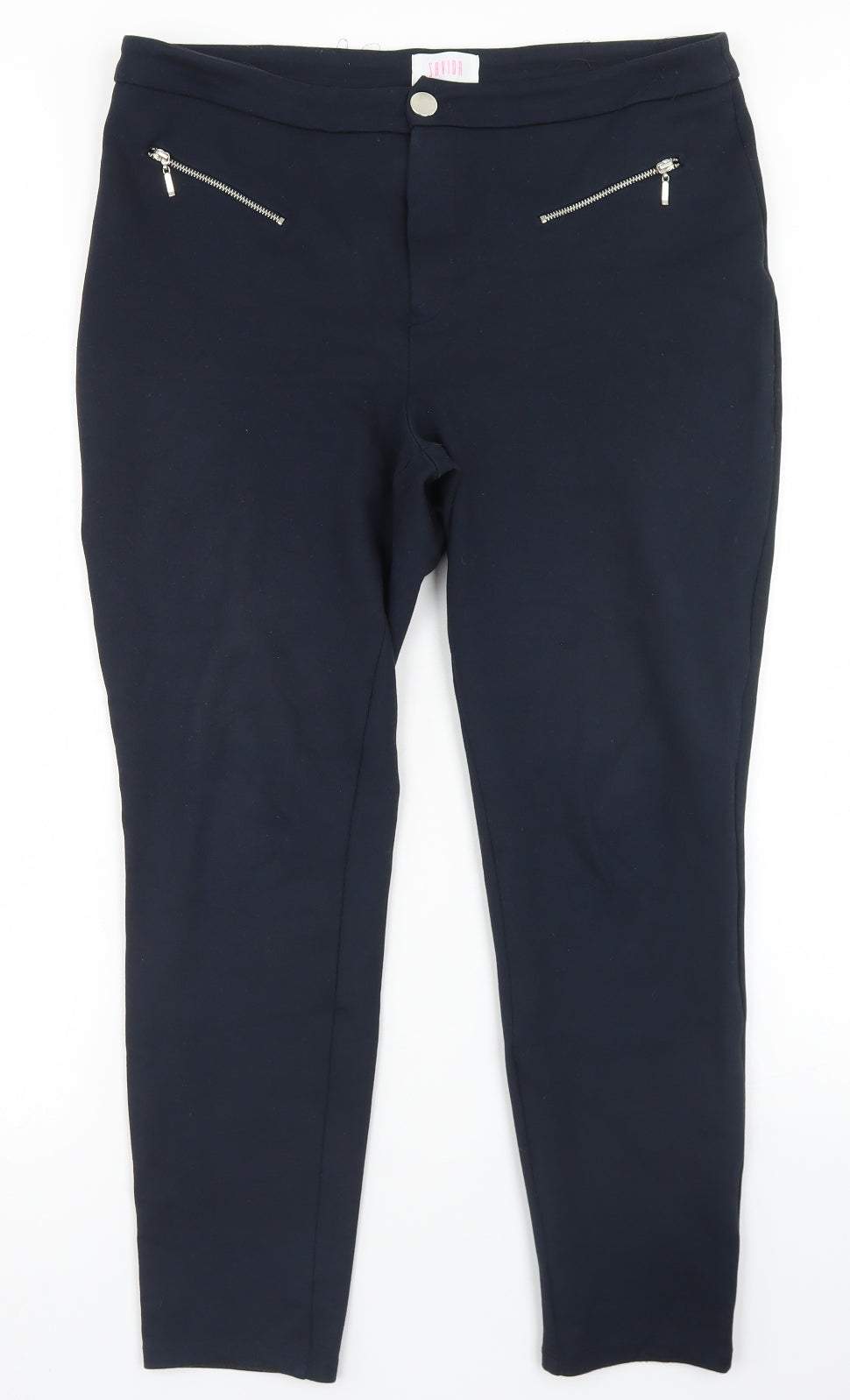 Savida Womens Blue  Viscose Dress Pants Trousers Size 14 L25 in Regular Button