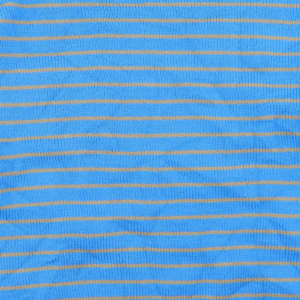 NEXT Womens Blue Crew Neck Striped Acrylic Pullover Jumper Size 12