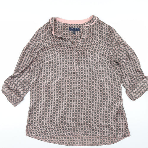 Bariloche Womens Pink Argyle/Diamond Polyester Basic Blouse Size 14 Round Neck