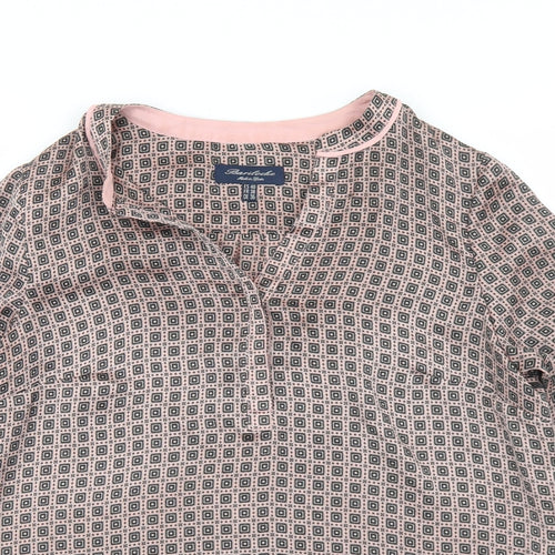 Bariloche Womens Pink Argyle/Diamond Polyester Basic Blouse Size 14 Round Neck