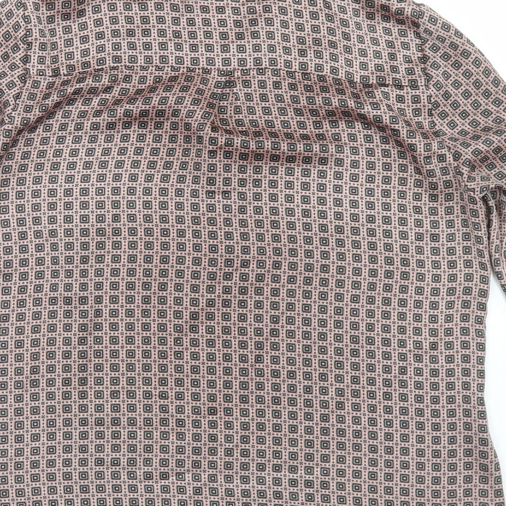 Bariloche Womens Pink Argyle/Diamond Polyester Basic Blouse Size 14 Round Neck