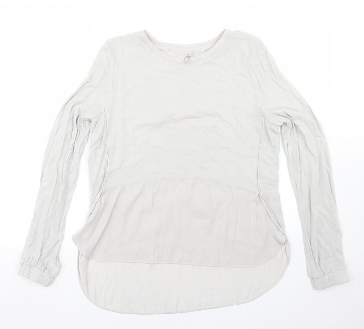 YAYA Womens Grey Viscose Basic Blouse Size 10 Round Neck - Peplum
