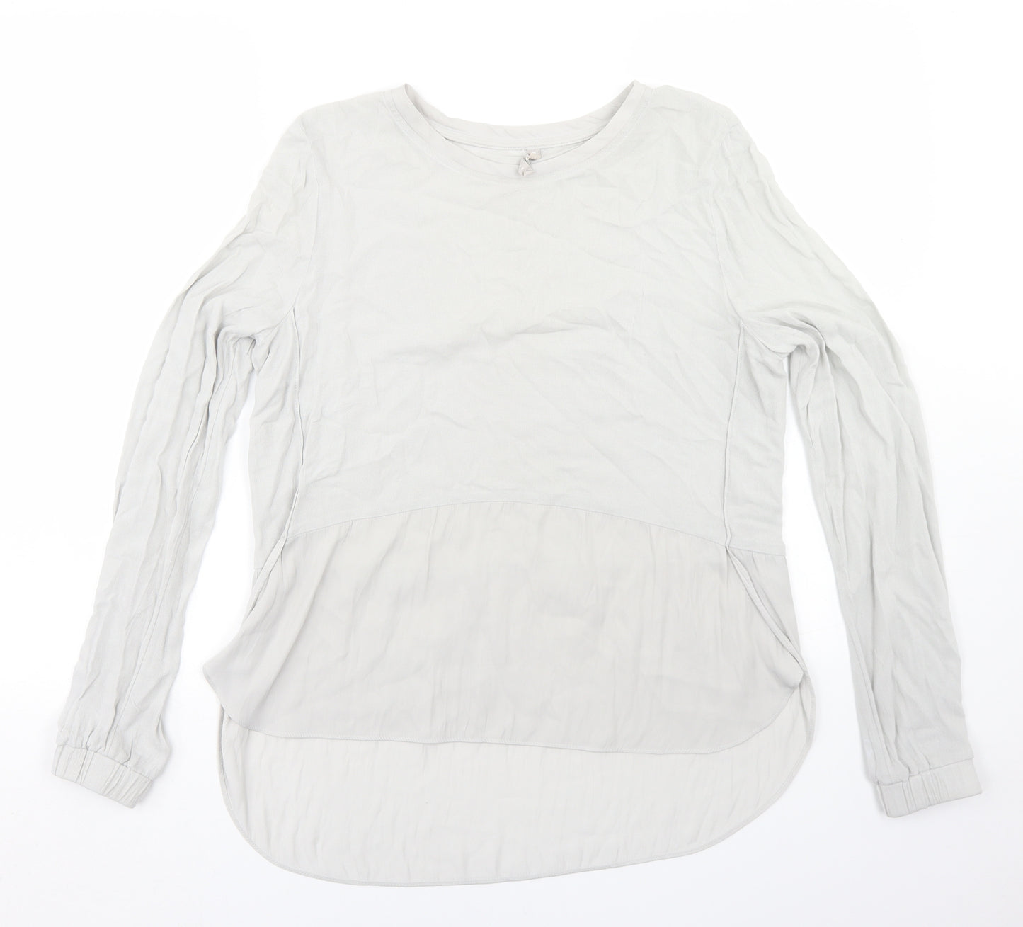 YAYA Womens Grey  Viscose Basic Blouse Size 10 Round Neck - Peplum