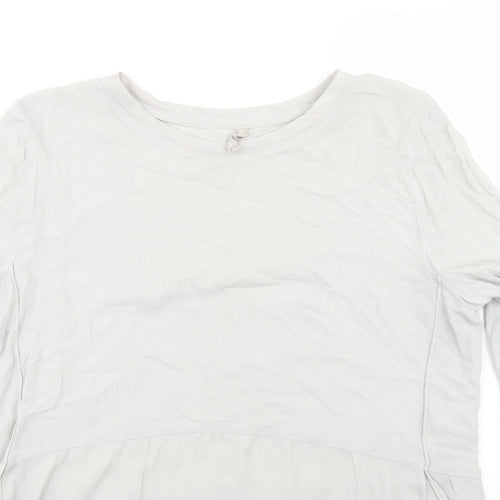 YAYA Womens Grey  Viscose Basic Blouse Size 10 Round Neck - Peplum