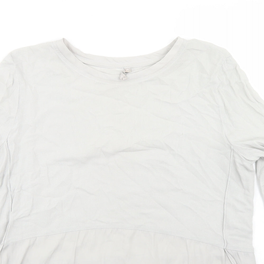 YAYA Womens Grey  Viscose Basic Blouse Size 10 Round Neck - Peplum
