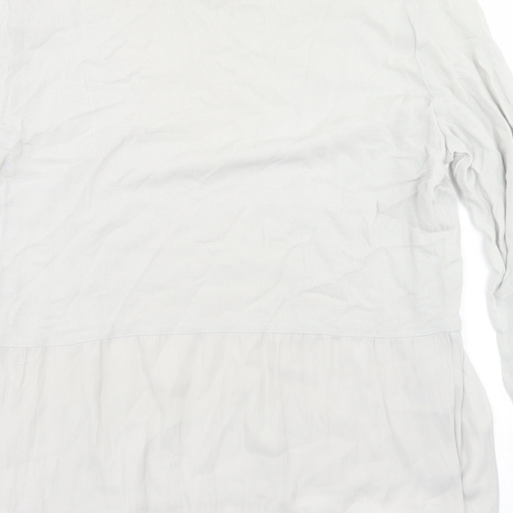 YAYA Womens Grey  Viscose Basic Blouse Size 10 Round Neck - Peplum