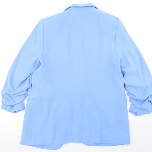 Marks and Spencer Womens Blue  Polyester Jacket Blazer Size 12   - Ruched Sleeve