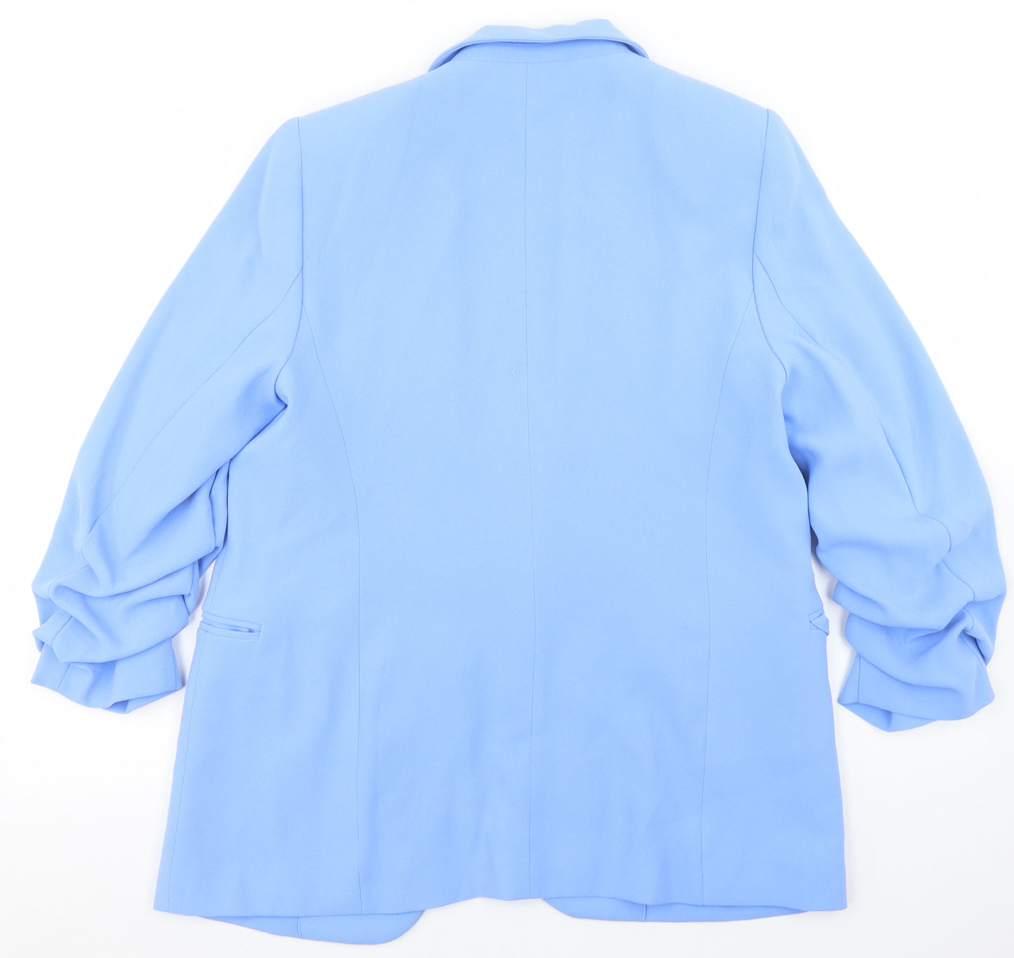 Marks and Spencer Womens Blue  Polyester Jacket Blazer Size 12   - Ruched Sleeve
