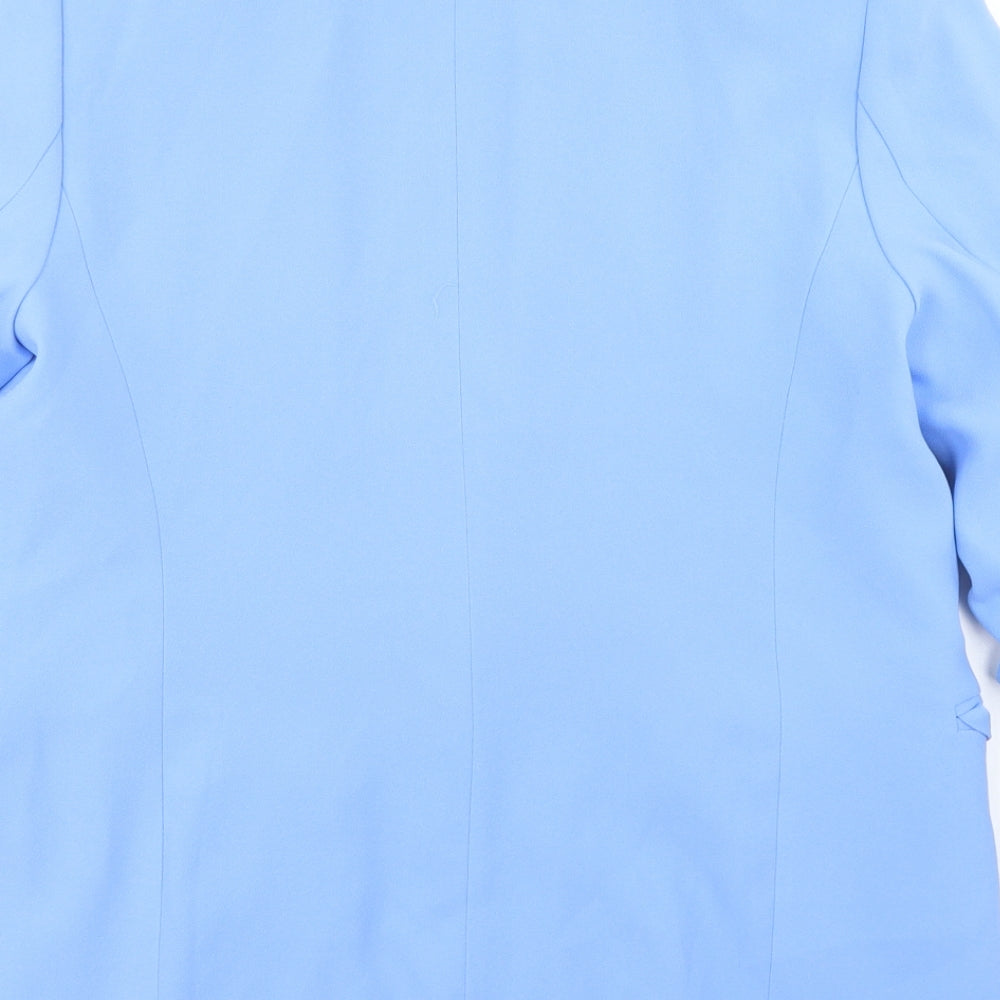 Marks and Spencer Womens Blue  Polyester Jacket Blazer Size 12   - Ruched Sleeve