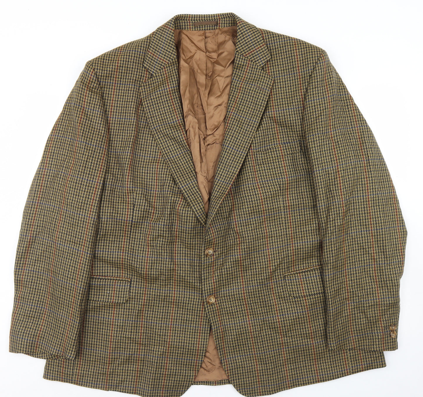 Magee Mens Brown Houndstooth Wool Jacket Blazer Size 50