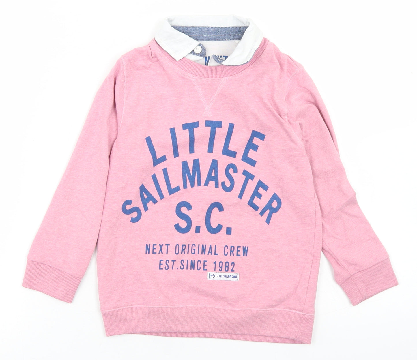 NEXT Boys Pink  Cotton Pullover Sweatshirt Size 3-4 Years   - Little Sailmaster