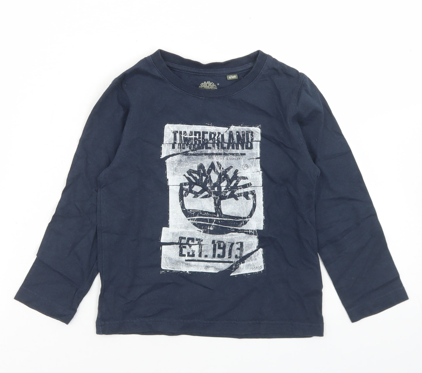 Timberland Boys Blue  Cotton Basic T-Shirt Size 5 Years Crew Neck
