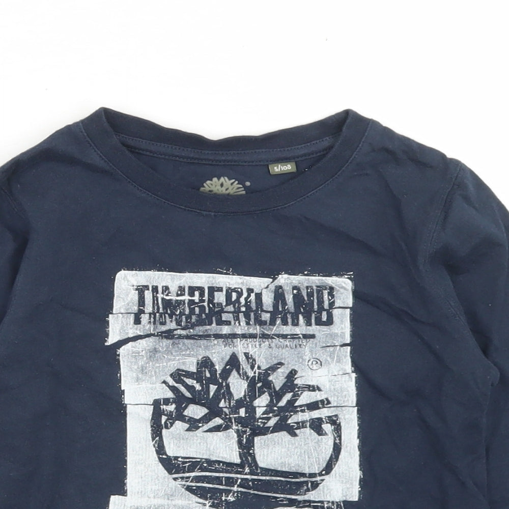 Timberland Boys Blue  Cotton Basic T-Shirt Size 5 Years Crew Neck