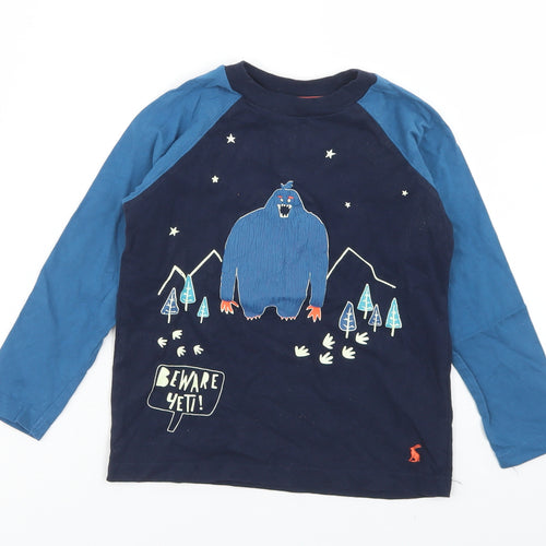 Joules Boys Blue  Cotton Basic T-Shirt Size 4 Years Crew Neck  - Yeti