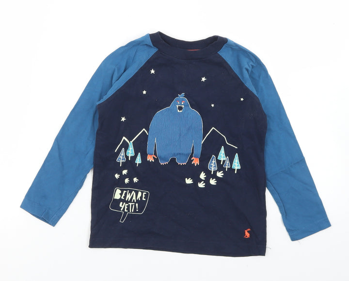 Joules Boys Blue  Cotton Basic T-Shirt Size 4 Years Crew Neck  - Yeti