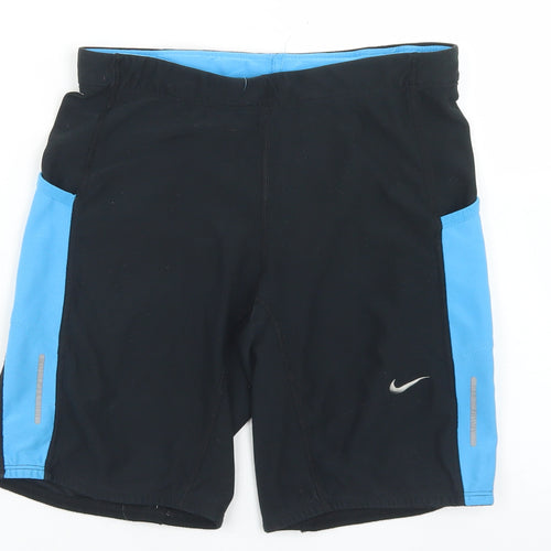 Nike Womens Black Colourblock Polyester Biker Shorts Size M L6 in Regular