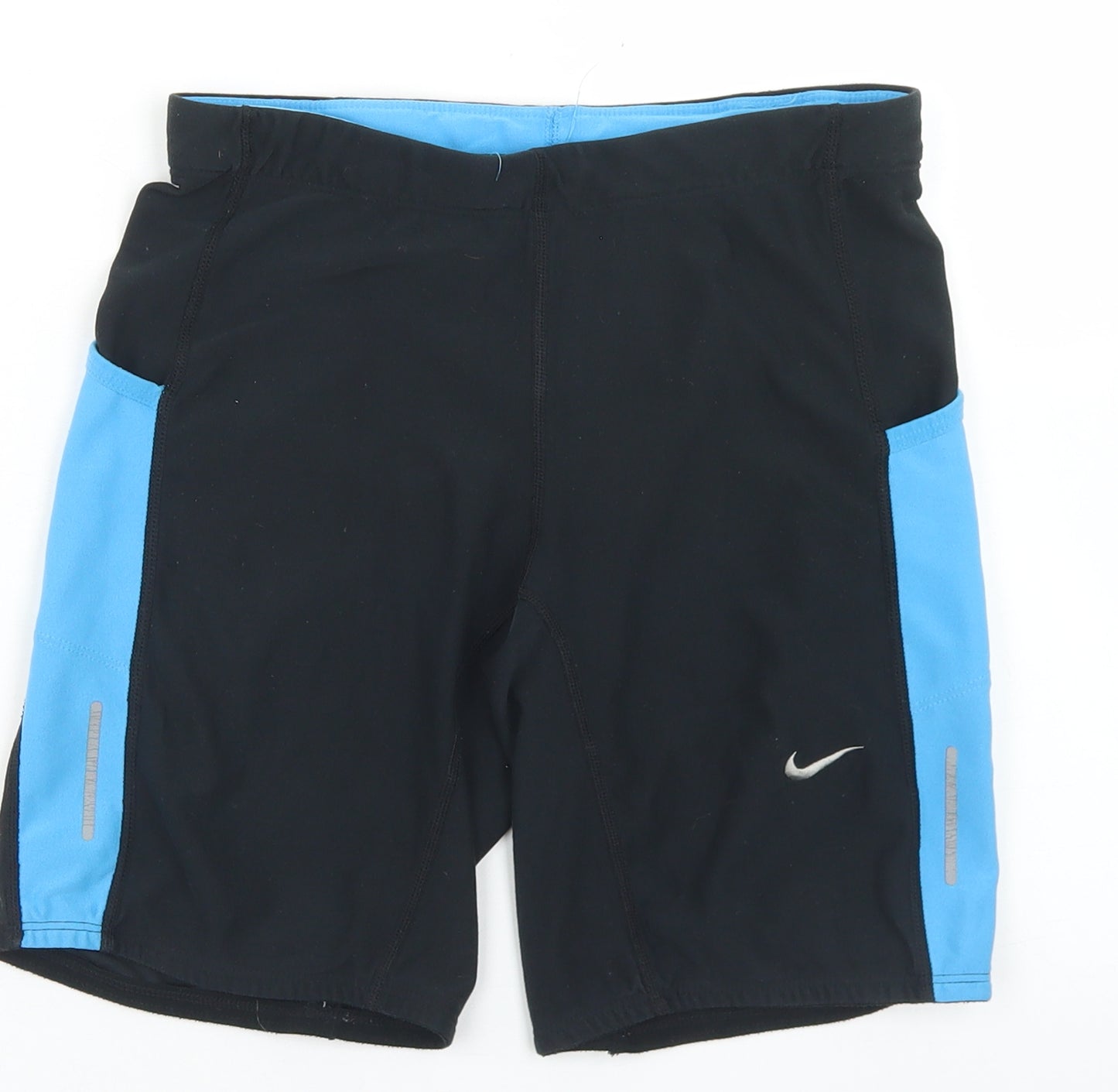 Nike Womens Black Colourblock Polyester Biker Shorts Size M L6 in Regular